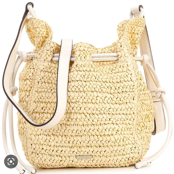 Vince Camuto Bags Vince Camuto Straw Leather Bucket Bag Poshmark